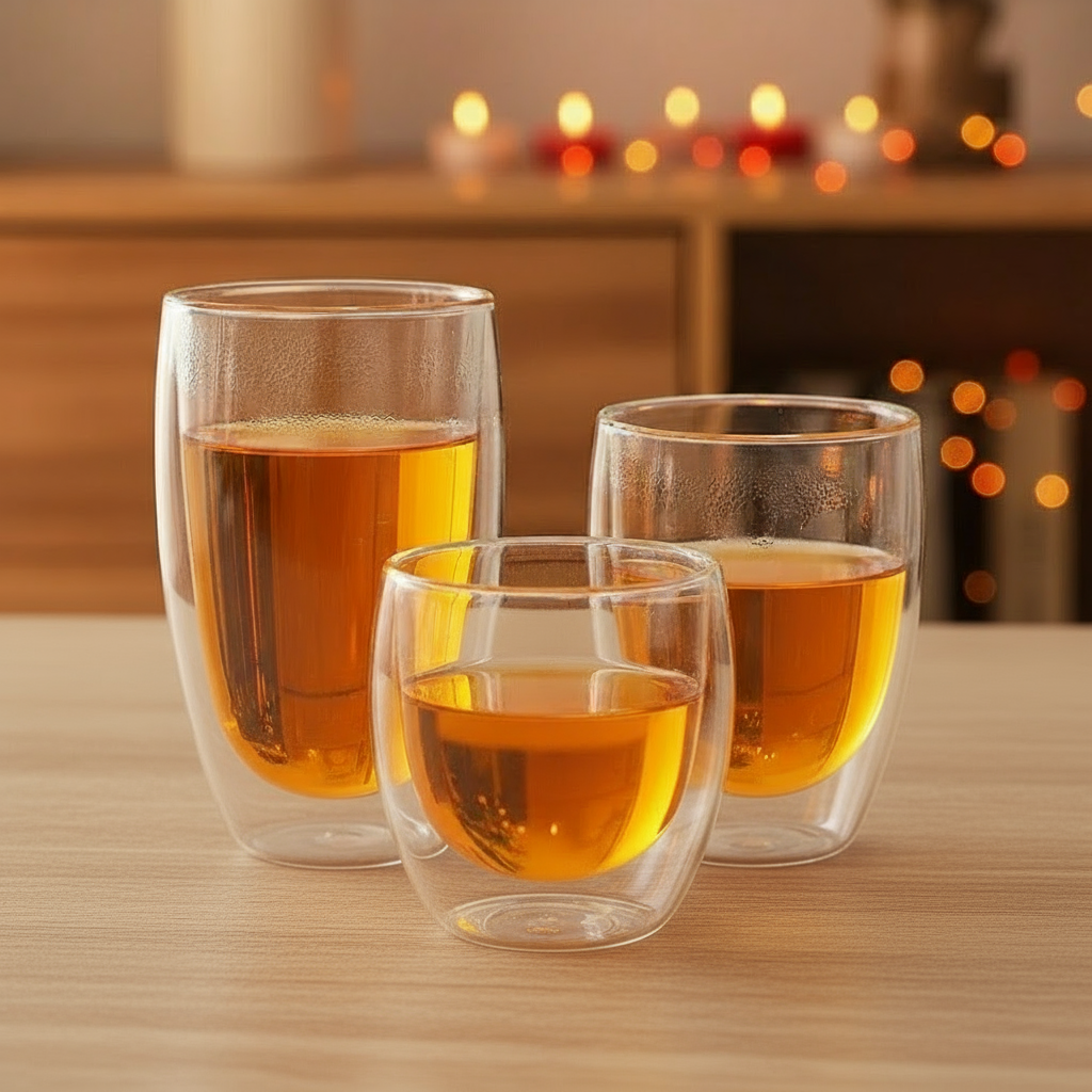 Tasses en verre double paroi - Lueur de Thé