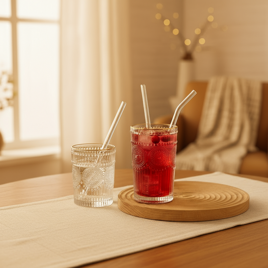 Set de 4 pailles réutilisable en verre “Essence Pure” + 1 brosse