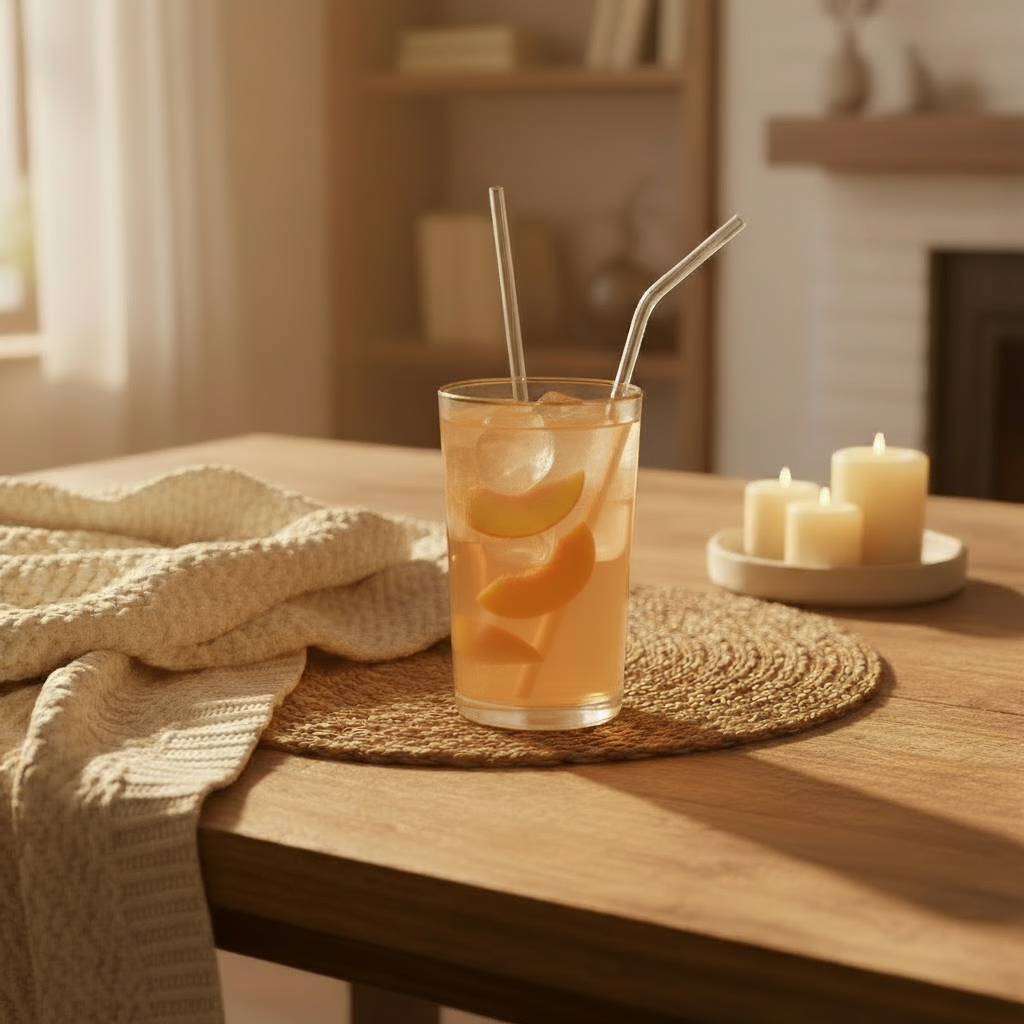 Pailles réutilisables en verre - “Pureté d’Été” – 8 pièces + 2 brosses de nettoyage