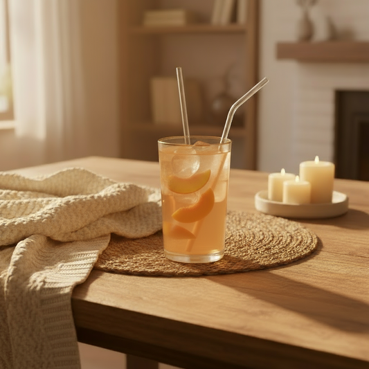 Pailles réutilisables en verre - “Pureté d’Été” – 8 pièces + 2 brosses de nettoyage