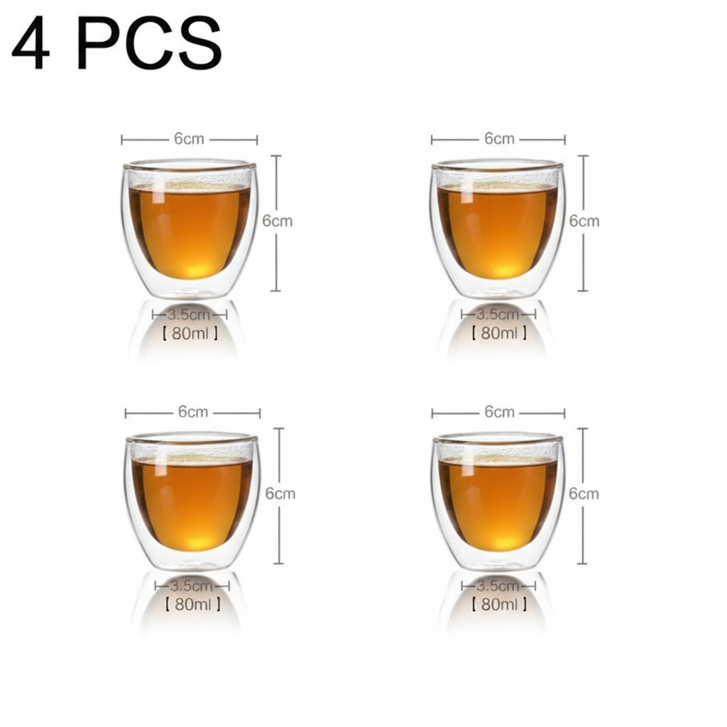 Tasses en verre double paroi - Lueur de Thé