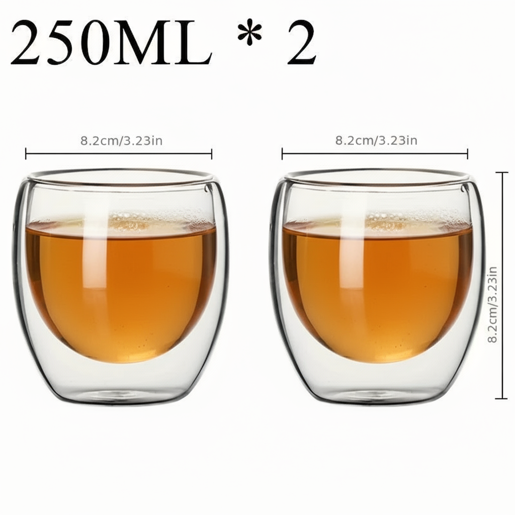 Tasses en verre double paroi - Lueur de Thé