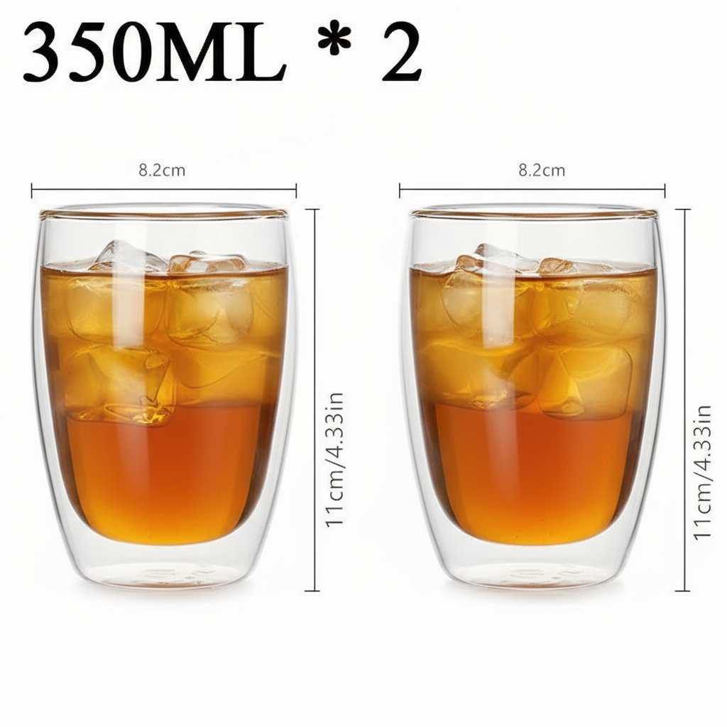 Tasses en verre double paroi - Lueur de Thé